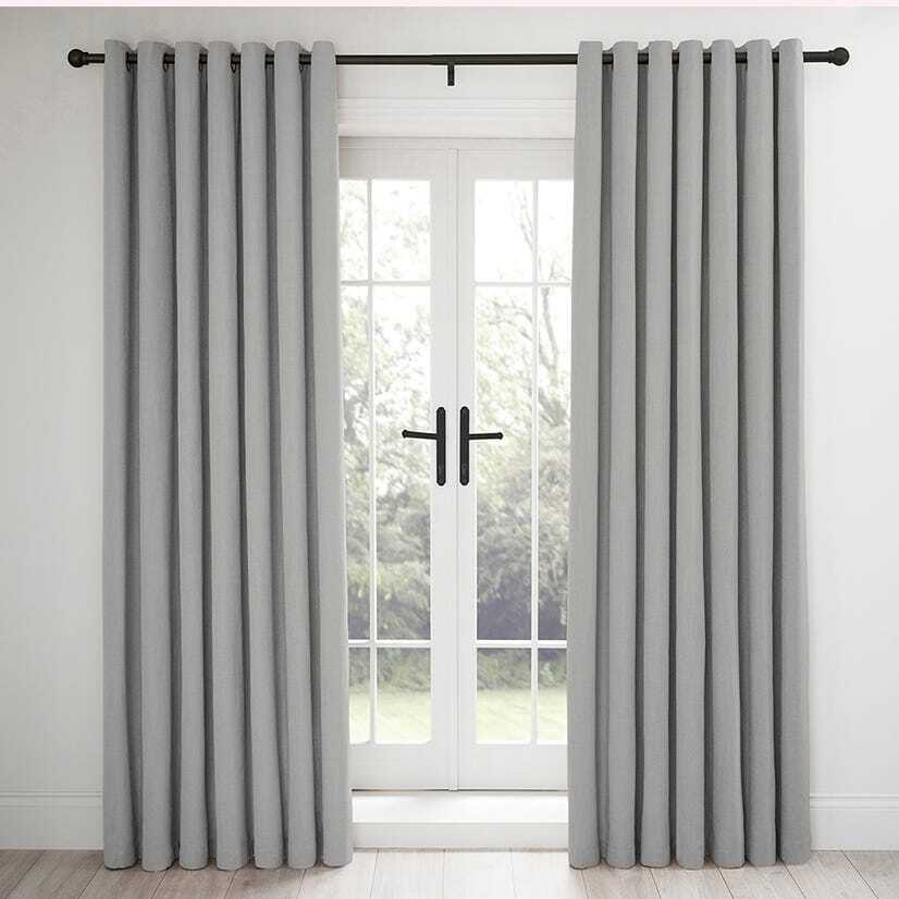 DUSK Heavyweight Lined Eyelet Curtains - Linen Look - Grey - W: 228cm x L: 228cm