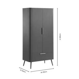 DUSK Hattie 2 Door Wardrobe with Drawer - Taupe - thumbnail 7