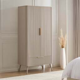 DUSK Hattie 2 Door Wardrobe with Drawer - Taupe - thumbnail 1