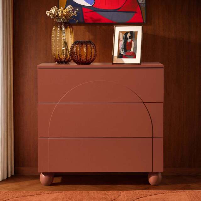 DUSK Rachel Arch Front 3 Drawer Chest - Terracotta - image 1