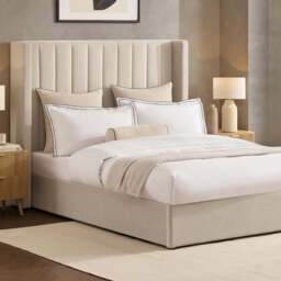 DUSK Madison Ottoman Storage Bed - Ecru - Double - thumbnail 1