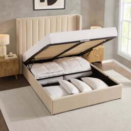 DUSK Madison Ottoman Storage Bed - Ecru - Double - thumbnail 4