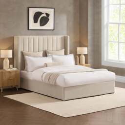 DUSK Madison Ottoman Storage Bed - Ecru - Double - thumbnail 3