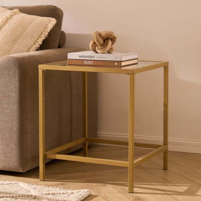 DUSK Glass Square Side Table - Gold - image 1