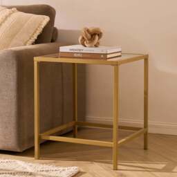 DUSK Glass Square Side Table - Gold