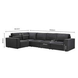 DUSK Brooklyn Large Left Hand L-Shape Sofa - Ink - thumbnail 5