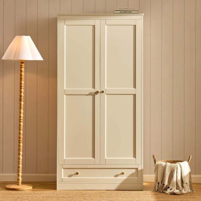 DUSK Ruby 2 Door Wardrobe with Drawer - Cream - image 1