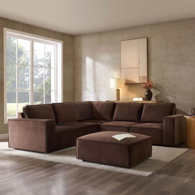 DUSK Brooklyn Large Left Hand Corner Sofa - Cappuccino - image 1
