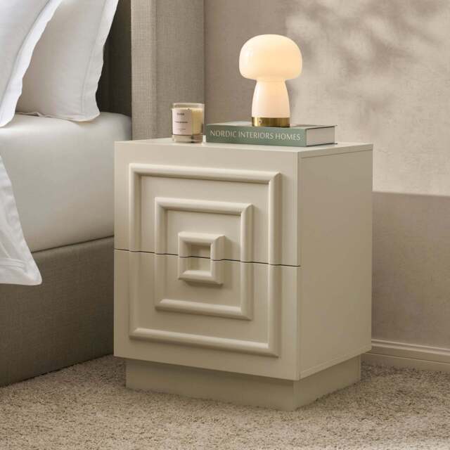 DUSK Harlow 2 Drawer Bedside Table - Cream - image 1