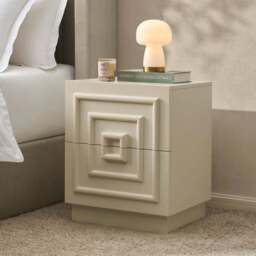 DUSK Harlow 2 Drawer Bedside Table - Cream - thumbnail 1