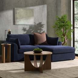 DUSK Miami Small Chaise Sofa - Chenille Navy - thumbnail 2
