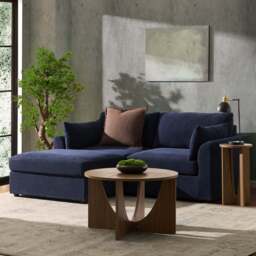 DUSK Miami Small Chaise Sofa - Chenille Navy - thumbnail 1