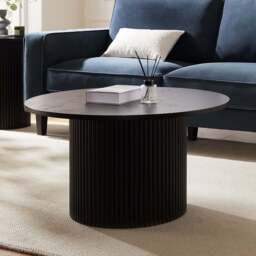 DUSK Hattie Round Pedestal Coffee Table - Black - thumbnail 2