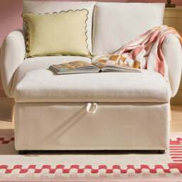 DUSK Clapham Storage Pouffe - Chenille Ivory