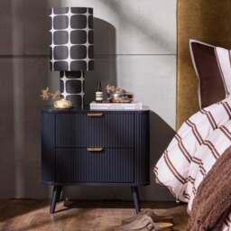 DUSK Hattie 2 Drawer Bedside Table- Midnight
