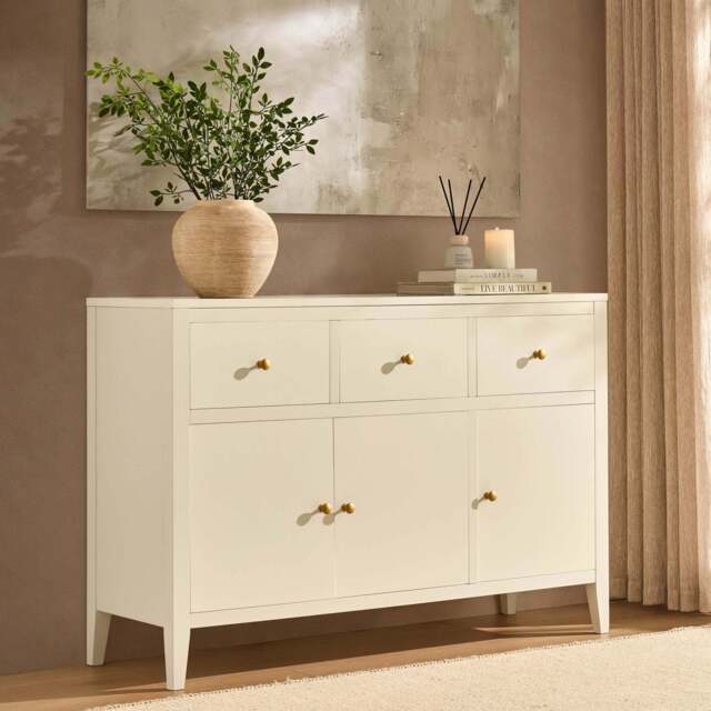 DUSK Poppy 3 Door Sideboard with Drawers - Cream - image 1
