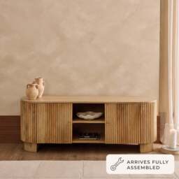 "DUSK Finley Mango Wood Tv Unit for Tv Unit TVs up to 55"" - Natural" - thumbnail 1