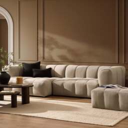 DUSK Manhattan Left Hand Chaise Sofa - Chenille Oatmeal - thumbnail 2