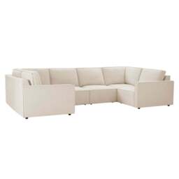 DUSK Brooklyn Slim Arm U-Shape Sofa - Chenille Ivory - thumbnail 2