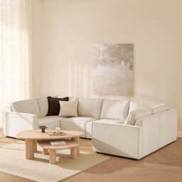 DUSK Brooklyn Slim Arm U-Shape Sofa - Chenille Ivory - thumbnail 1