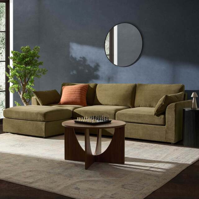 DUSK Miami Left Hand Chaise Sofa - Chenille Olive - image 1