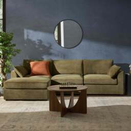 DUSK Miami Left Hand Chaise Sofa - Chenille Olive - thumbnail 2