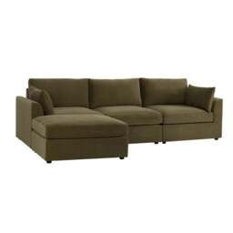 DUSK Miami Left Hand Chaise Sofa - Chenille Olive - thumbnail 3