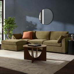 DUSK Miami Left Hand Chaise Sofa - Chenille Olive - thumbnail 1