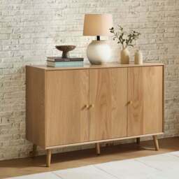 DUSK Heidi Oak 3 Door Sideboard - Light Wood - thumbnail 1