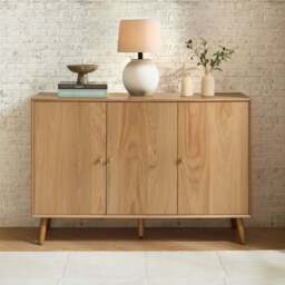DUSK Heidi Oak 3 Door Sideboard - Light Wood - thumbnail 2
