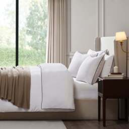 DUSK Cambridge 200 Thread Count Duvet Cover - Cotton - White/Black - Double - thumbnail 4