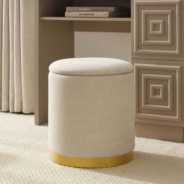 DUSK Adelaide Gold Base Storage Stool - Beige - image 1