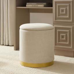 DUSK Adelaide Gold Base Storage Stool - Beige
