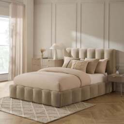 DUSK Cheshire Ottoman Storage Bed - Chenille Oatmeal - Double - thumbnail 3