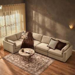 DUSK Miami Left Hand Large L-Shape Sofa - Chenille Oatmeal - thumbnail 3