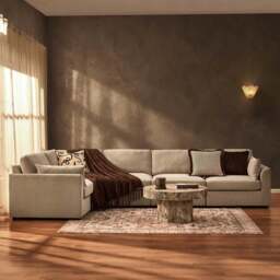 DUSK Miami Left Hand Large L-Shape Sofa - Chenille Oatmeal - thumbnail 2