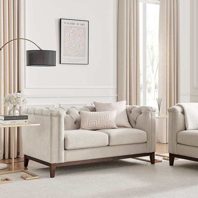 DUSK Chesterfield 2 Seater Sofa - Stone - image 1