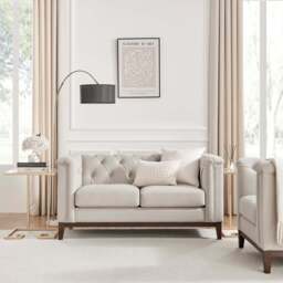 DUSK Chesterfield 2 Seater Sofa - Stone - thumbnail 3