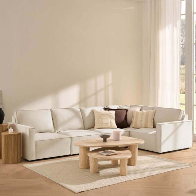 DUSK Brooklyn Slim Arm Right Hand Large L-Shape - Chenille Ivory - image 1