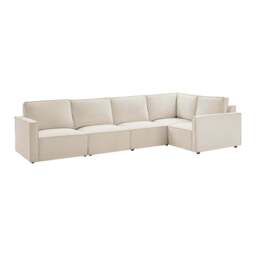 DUSK Brooklyn Slim Arm Right Hand Large L-Shape - Chenille Ivory - thumbnail 3