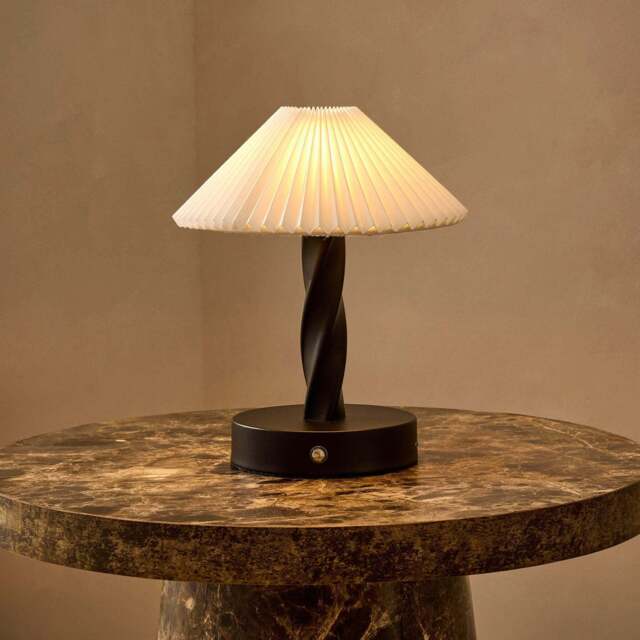 DUSK Birdie Rechargeable Pleated Table Lamp - Black/ White - image 1