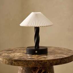 DUSK Birdie Rechargeable Pleated Table Lamp - Black/ White - thumbnail 2