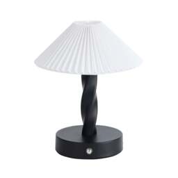 DUSK Birdie Rechargeable Pleated Table Lamp - Black/ White - thumbnail 3