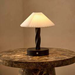 DUSK Birdie Rechargeable Pleated Table Lamp - Black/ White