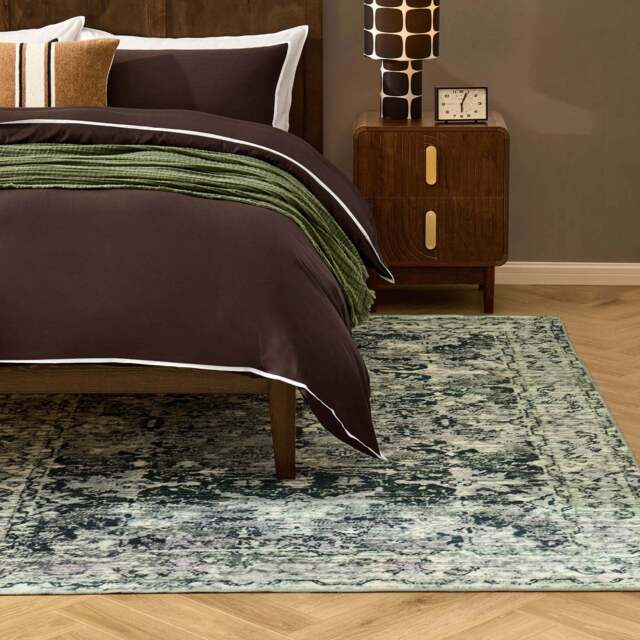 DUSK Zahra Persian Style Machine Washable Rug - Sage - 120 x 170cm - image 1