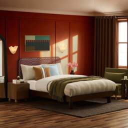 DUSK Seoul Bed Frame - Red Checkerboard - King Size - thumbnail 3