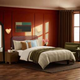 DUSK Seoul Bed Frame - Red Checkerboard - King Size - thumbnail 2