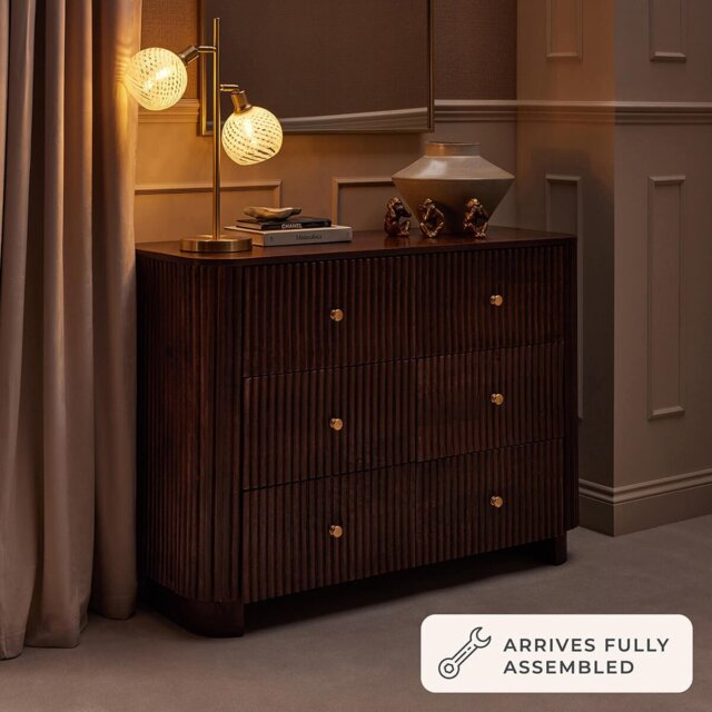 DUSK Finley Mango Wood 6 Drawer Chest - Walnut - image 1