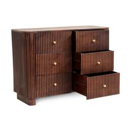 DUSK Finley Mango Wood 6 Drawer Chest - Walnut - thumbnail 5