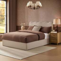 DUSK Wavy Ottoman Storage Bed - Chocolate Stripe - King Size - thumbnail 5